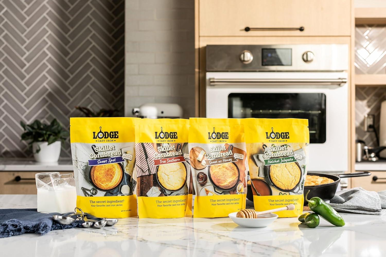 imageBundle of Lodge 1025 Inch Cast Iron PreSeasoned Skillet Lodge Cast Iron Skillet Cornbread 174 oz 4 Pack Sweet As Honey