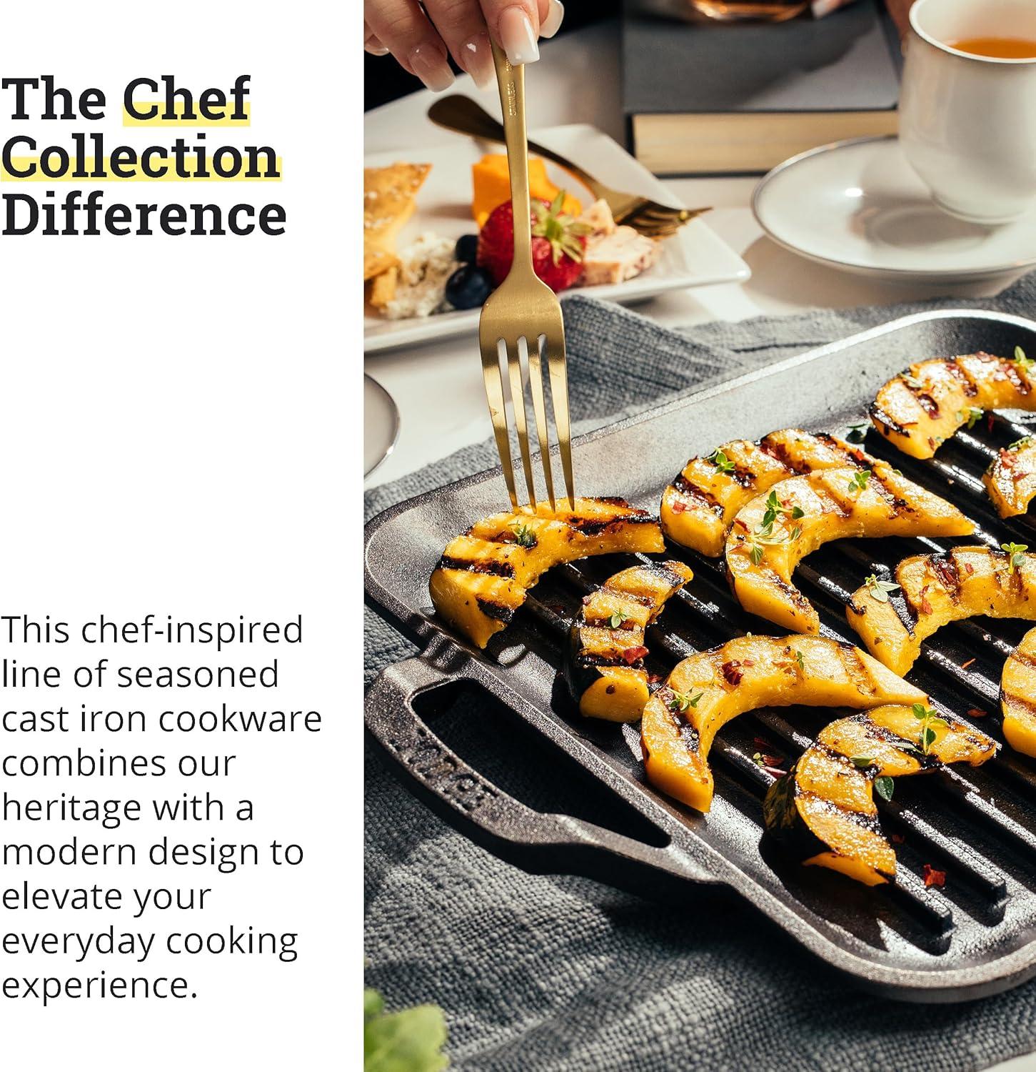 imageLodge 11quot Cast Iron Square Grill Pan Chef Collection PreSeasoned Cast Iron Pan Versatile Cooking Indoor ampamp Outdoor Use Incredible Heat Retention