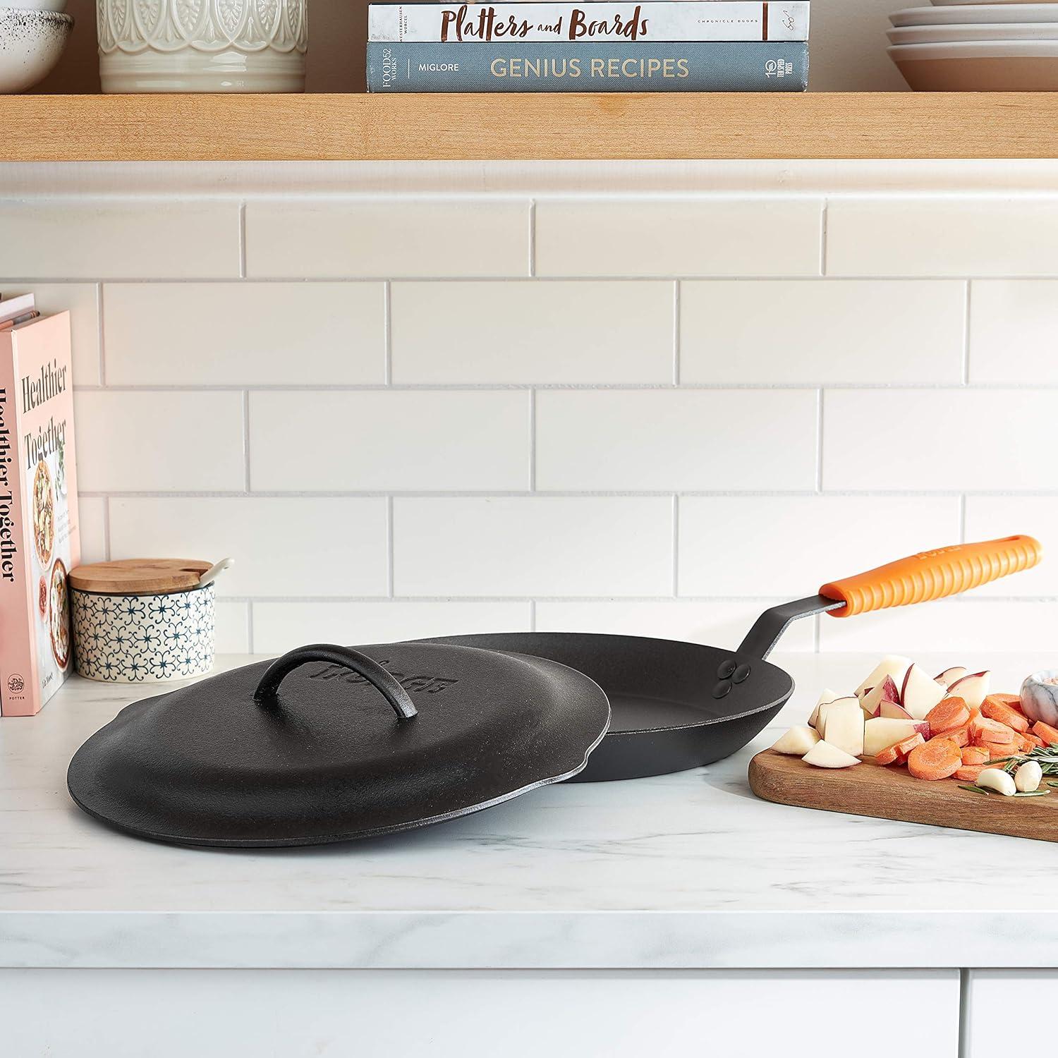 imageLodge 12 Inch Cast Iron Lid Classic 12Inch Cast Iron Cover Lid with Handle and Interior Basting Tips12 Inch Pack of 3