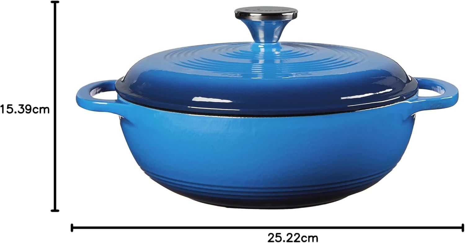 imageLodge 3 Quart Enameled Cast Iron Dutch Oven with Lid Dual Handles Oven Safe up to 500 F or on Stovetop Use to Marinate Cook Bake Refrigerate and Serve Caribbean BlueCaribbean Blue
