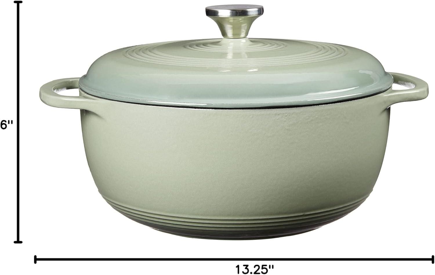 imageLodge 6 Quart Enameled Cast Iron Dutch Oven with Lid Dual Handles Oven Safe up to 500 F or on Stovetop Use to Marinate Cook Bake Refrigerate and Serve Desert SageDesert Sage