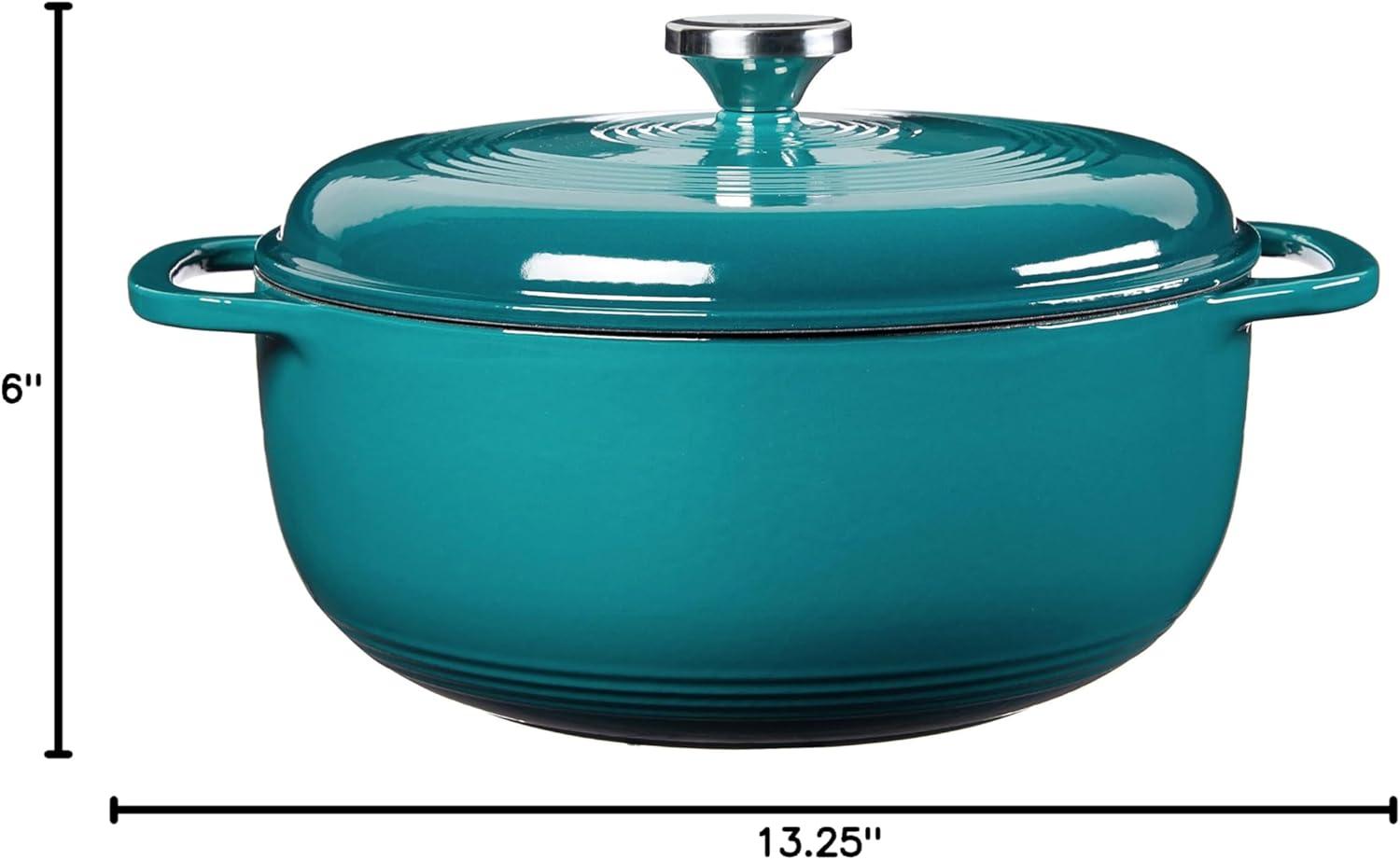 imageLodge 6 Quart Enameled Cast Iron Dutch Oven with Lid Dual Handles Oven Safe up to 500 F or on Stovetop Use to Marinate Cook Bake Refrigerate and Serve Desert SageLagoon
