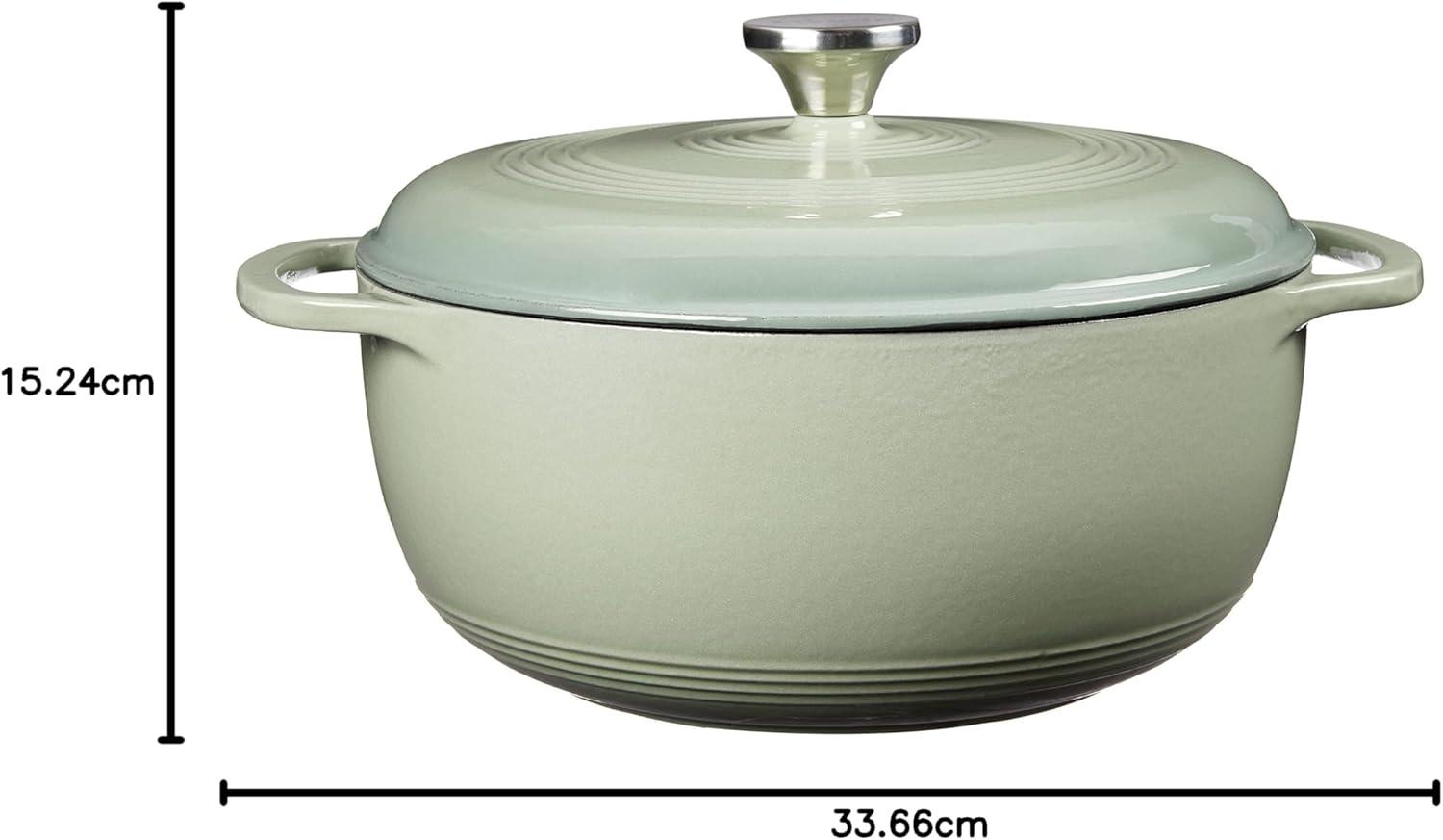 imageLodge 6 Quart Enameled Cast Iron Dutch Oven with Lid Dual Handles Oven Safe up to 500 F or on Stovetop Use to Marinate Cook Bake Refrigerate and Serve Desert SageDesert Sage