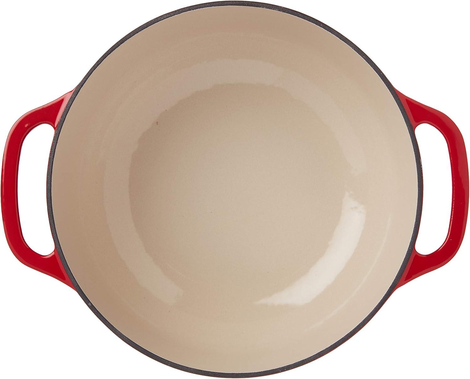 imageLodge 6 Quart Enameled Cast Iron Dutch Oven with Lid Dual Handles Oven Safe up to 500 F or on Stovetop Use to Marinate Cook Bake Refrigerate and Serve Desert SageIsland Spice Red