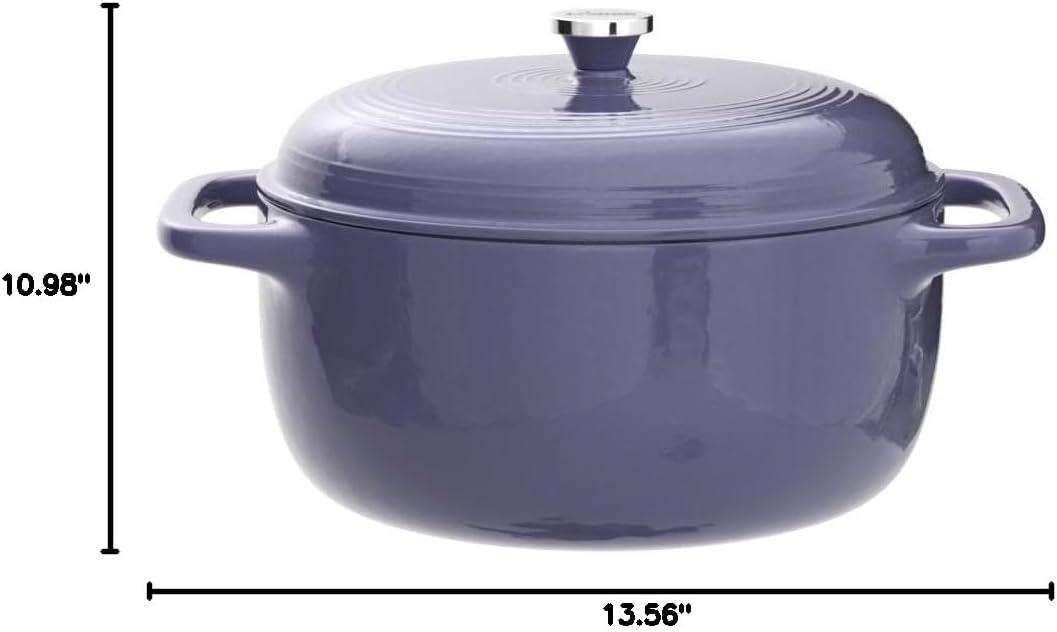 imageLodge 6 Quart Enameled Cast Iron Dutch Oven with Lid Dual Handles Oven Safe up to 500 F or on Stovetop Use to Marinate Cook Bake Refrigerate and Serve Desert SageLilac