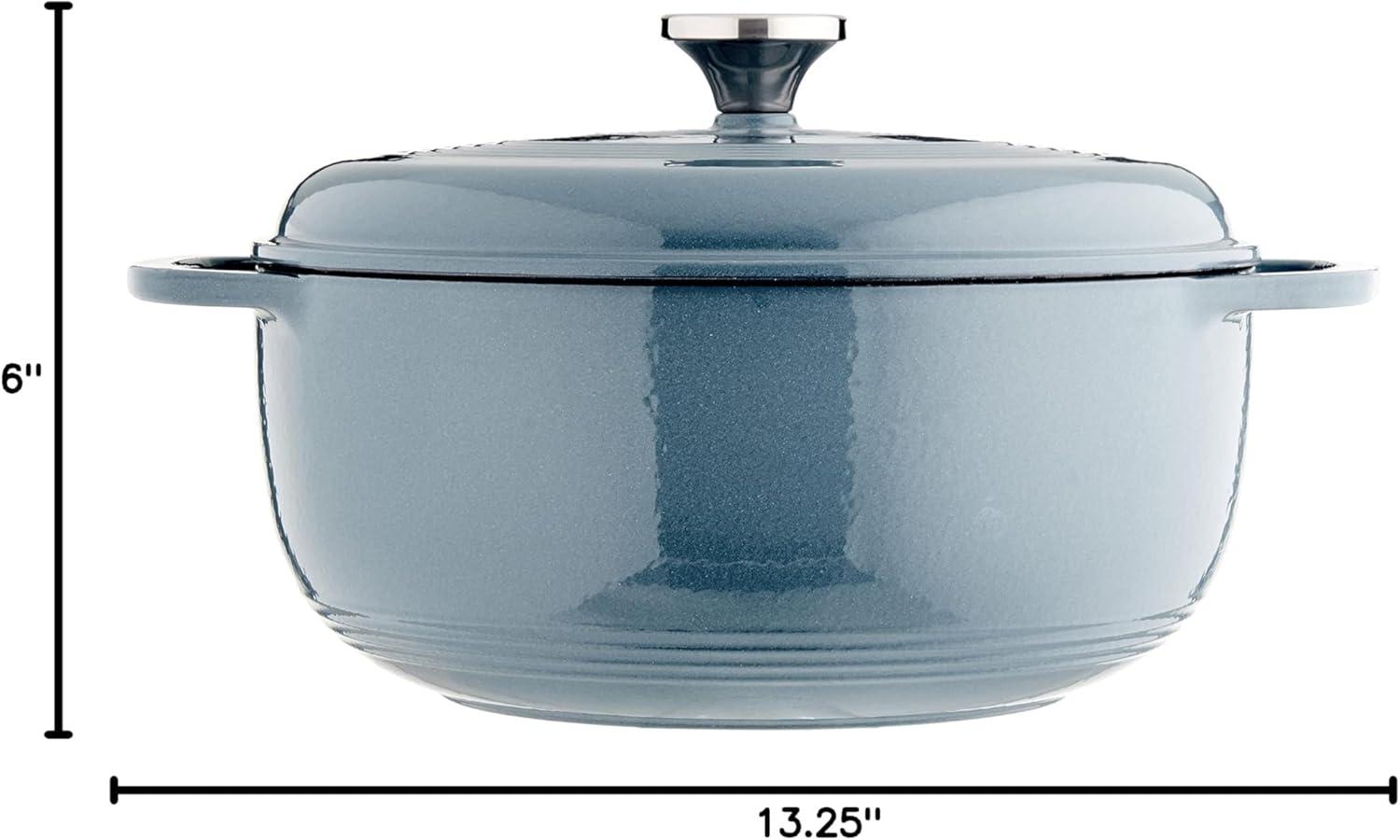 imageLodge 6 Quart Enameled Cast Iron Dutch Oven with Lid Dual Handles Oven Safe up to 500 F or on Stovetop Use to Marinate Cook Bake Refrigerate and Serve Desert SageStorm Blue
