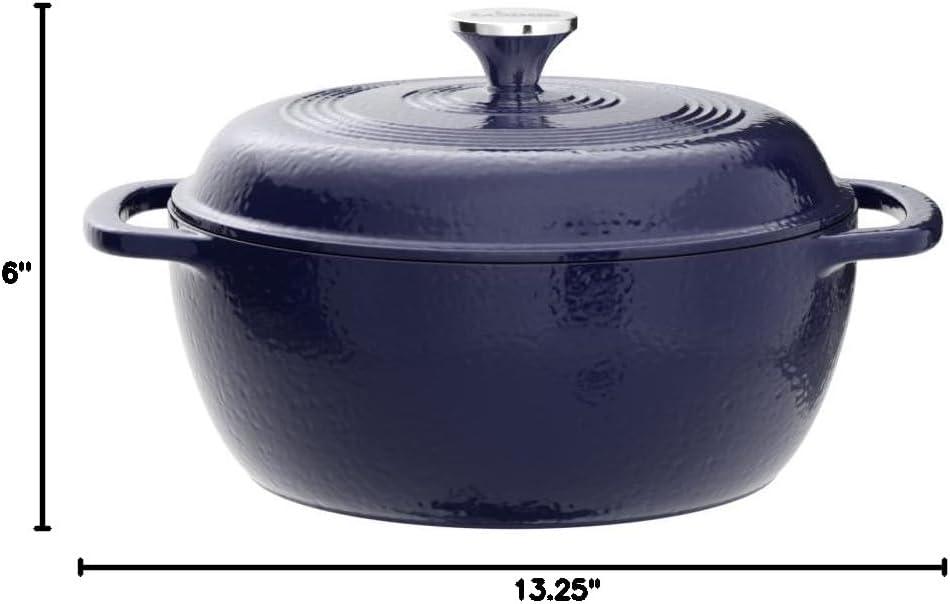 imageLodge 6 Quart Enameled Cast Iron Dutch Oven with Lid Dual Handles Oven Safe up to 500 F or on Stovetop Use to Marinate Cook Bake Refrigerate and Serve Desert SageIndigo