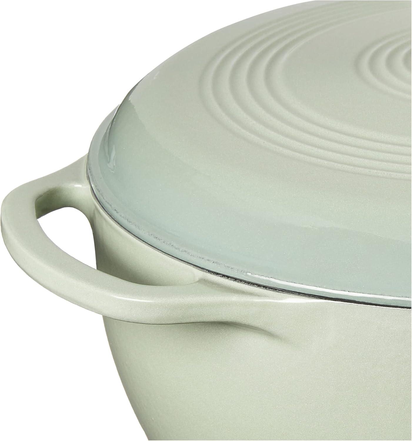 imageLodge 6 Quart Enameled Cast Iron Dutch Oven with Lid Dual Handles Oven Safe up to 500 F or on Stovetop Use to Marinate Cook Bake Refrigerate and Serve Desert SageDesert Sage