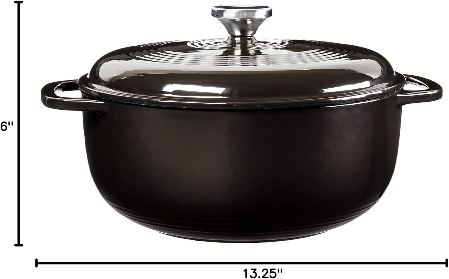 imageLodge 6 Quart Enameled Cast Iron Dutch Oven with Lid Dual Handles Oven Safe up to 500 F or on Stovetop Use to Marinate Cook Bake Refrigerate and Serve Desert SageMidnight Chrome