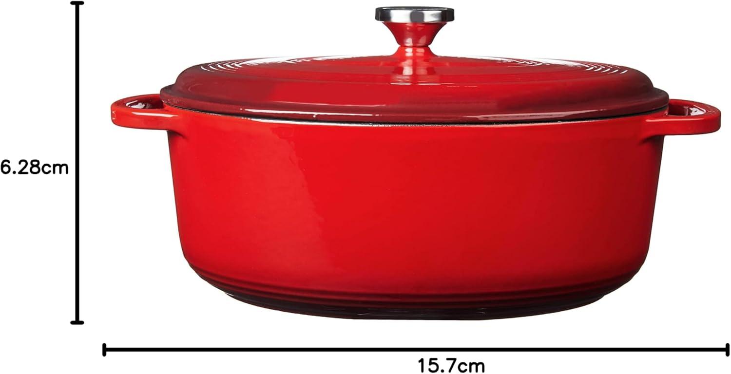 imageLodge 7 Quart Enameled Cast Iron Oval Dutch Oven with Lid Dual Handles Oven Safe up to 500 F or on Stovetop Use to Marinate Cook Bake Refrigerate and Serve Oyster WhiteRed