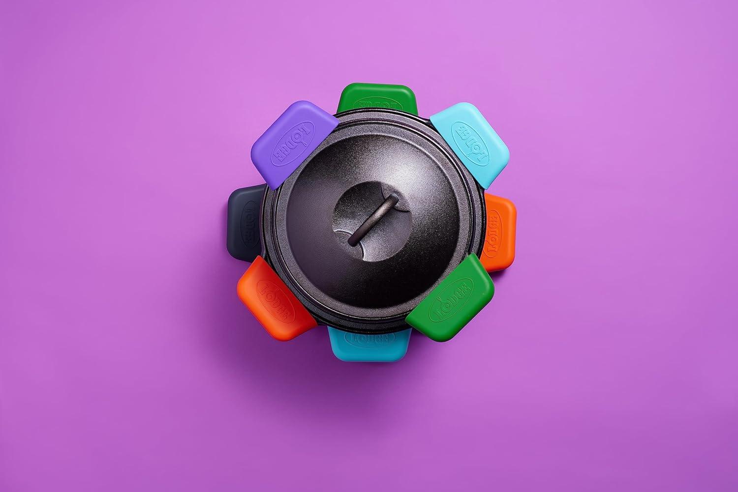 imageLodge Bold Silicone Assist Handle Holder Dishwasher Safe Hot Handle Holder Upgraded Design for Lodge Bold Products Only Heat Protection Up to 450 Vivid PurpleAsh Gray