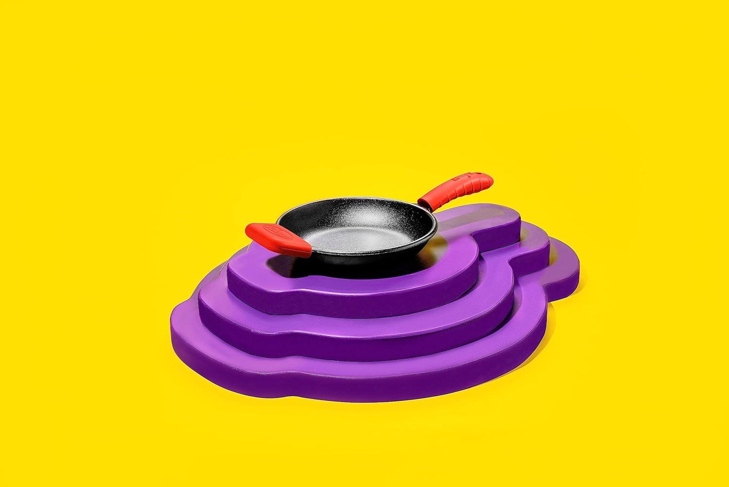 imageLodge Bold Silicone Assist Handle Holder Dishwasher Safe Hot Handle Holder Upgraded Design for Lodge Bold Products Only Heat Protection Up to 450 Vivid PurpleFiery Red