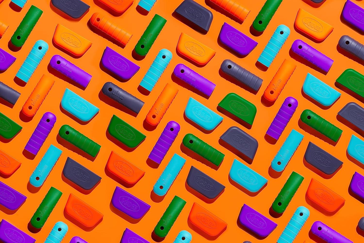 imageLodge Bold Silicone Assist Handle Holder Dishwasher Safe Hot Handle Holder Upgraded Design for Lodge Bold Products Only Heat Protection Up to 450 Vivid PurpleFresh Green