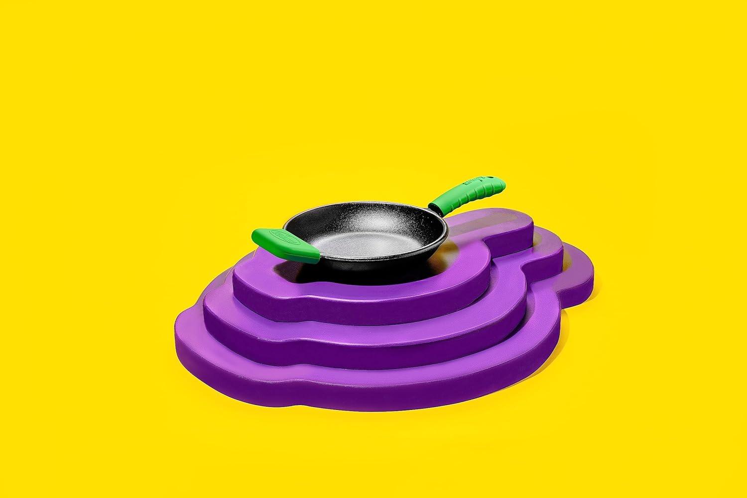 imageLodge Bold Silicone Assist Handle Holder Dishwasher Safe Hot Handle Holder Upgraded Design for Lodge Bold Products Only Heat Protection Up to 450 Vivid PurpleFresh Green