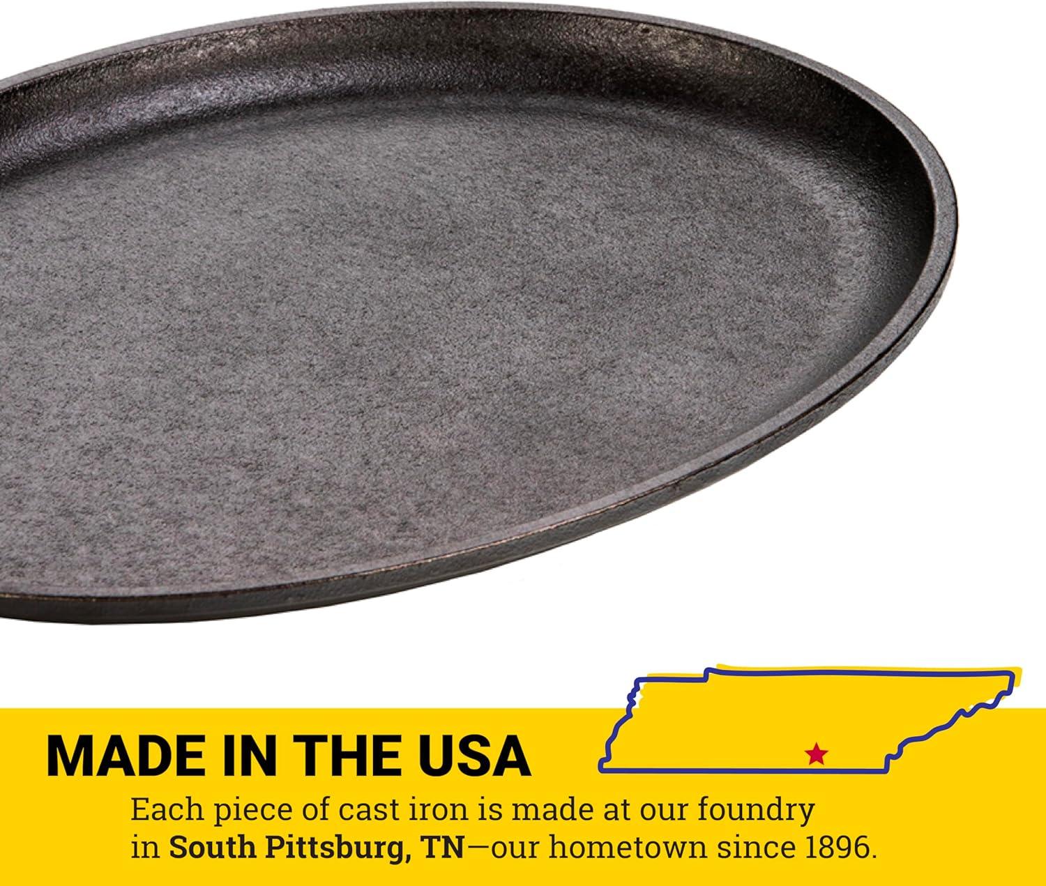 imageLodge Cast Iron Oval Griddle 13375quot x 10quot 13375quot Black13375