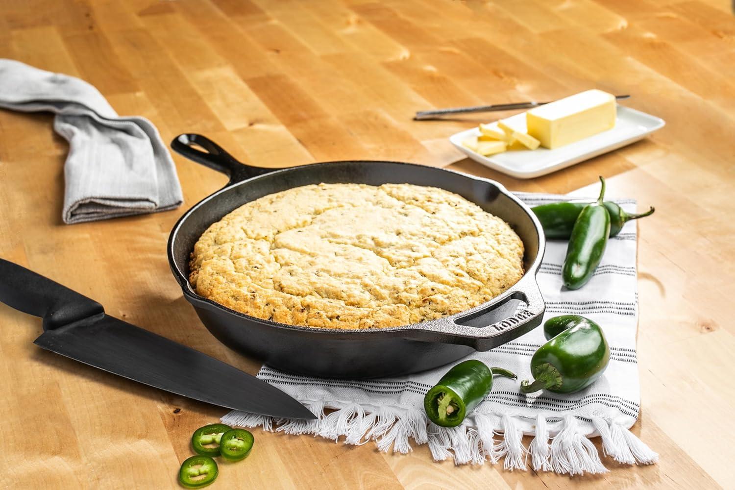 imageLodge Cast Iron Skillet Cornbread Easy to Bake 174 oz 4 Pack Hotshot Jalapeo