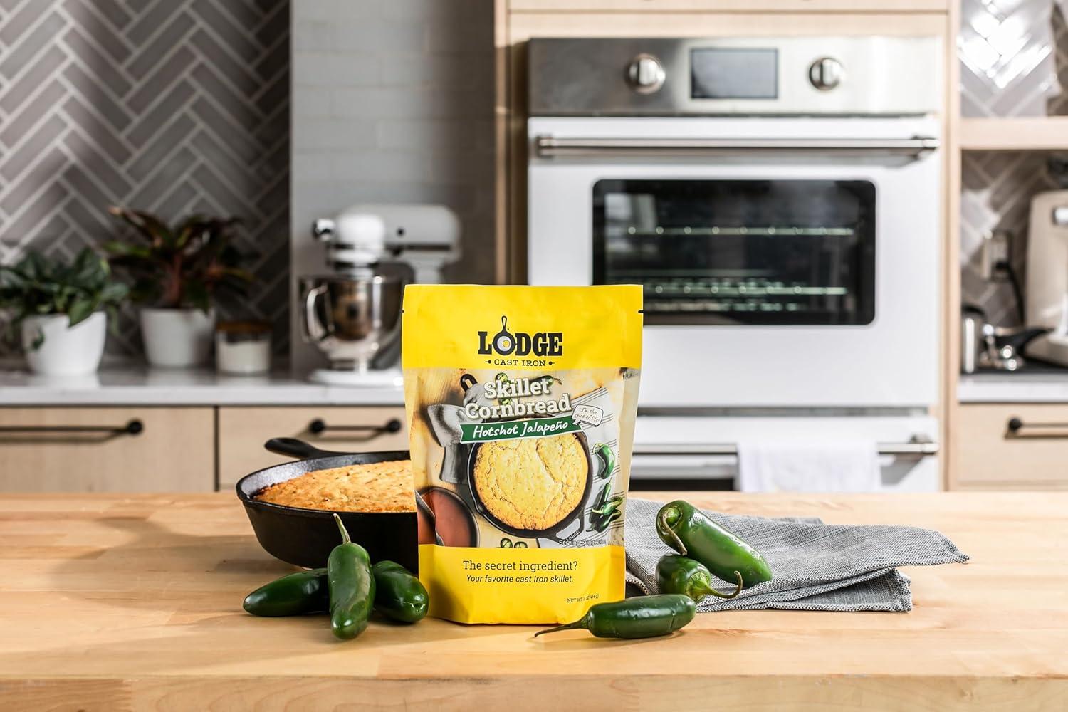 imageLodge Cast Iron Skillet Cornbread Easy to Bake 174 oz 4 Pack Hotshot Jalapeo