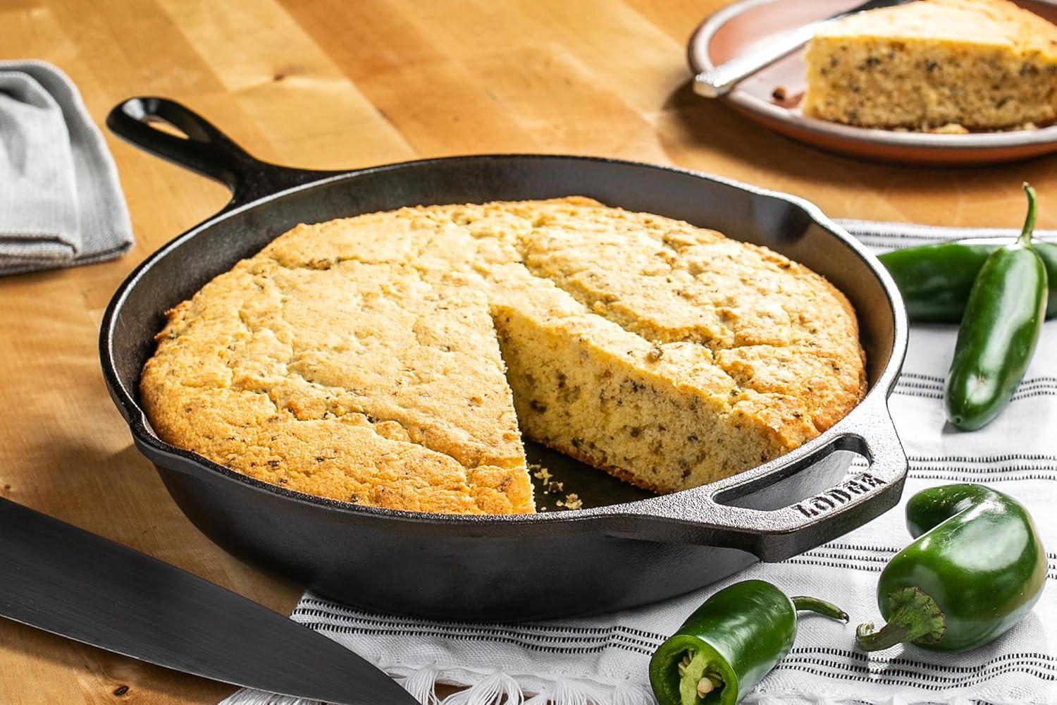 imageLodge Cast Iron Skillet Cornbread Easy to Bake 174 oz 4 Pack Hotshot Jalapeo
