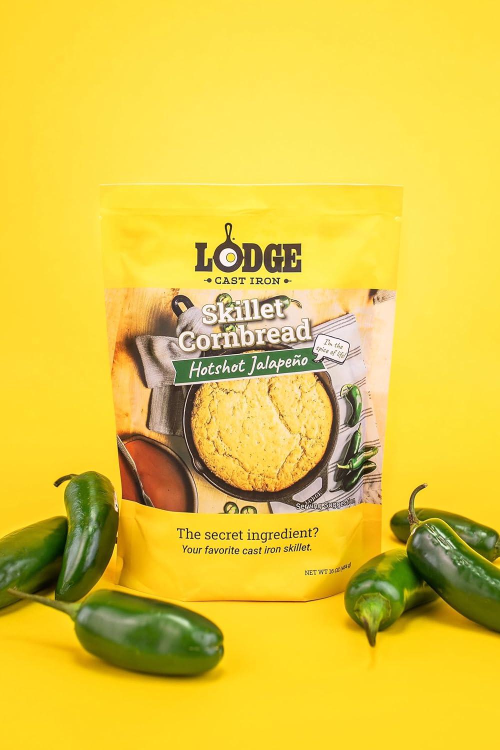 imageLodge Cast Iron Skillet Cornbread Easy to Bake 174 oz 4 Pack Hotshot Jalapeo