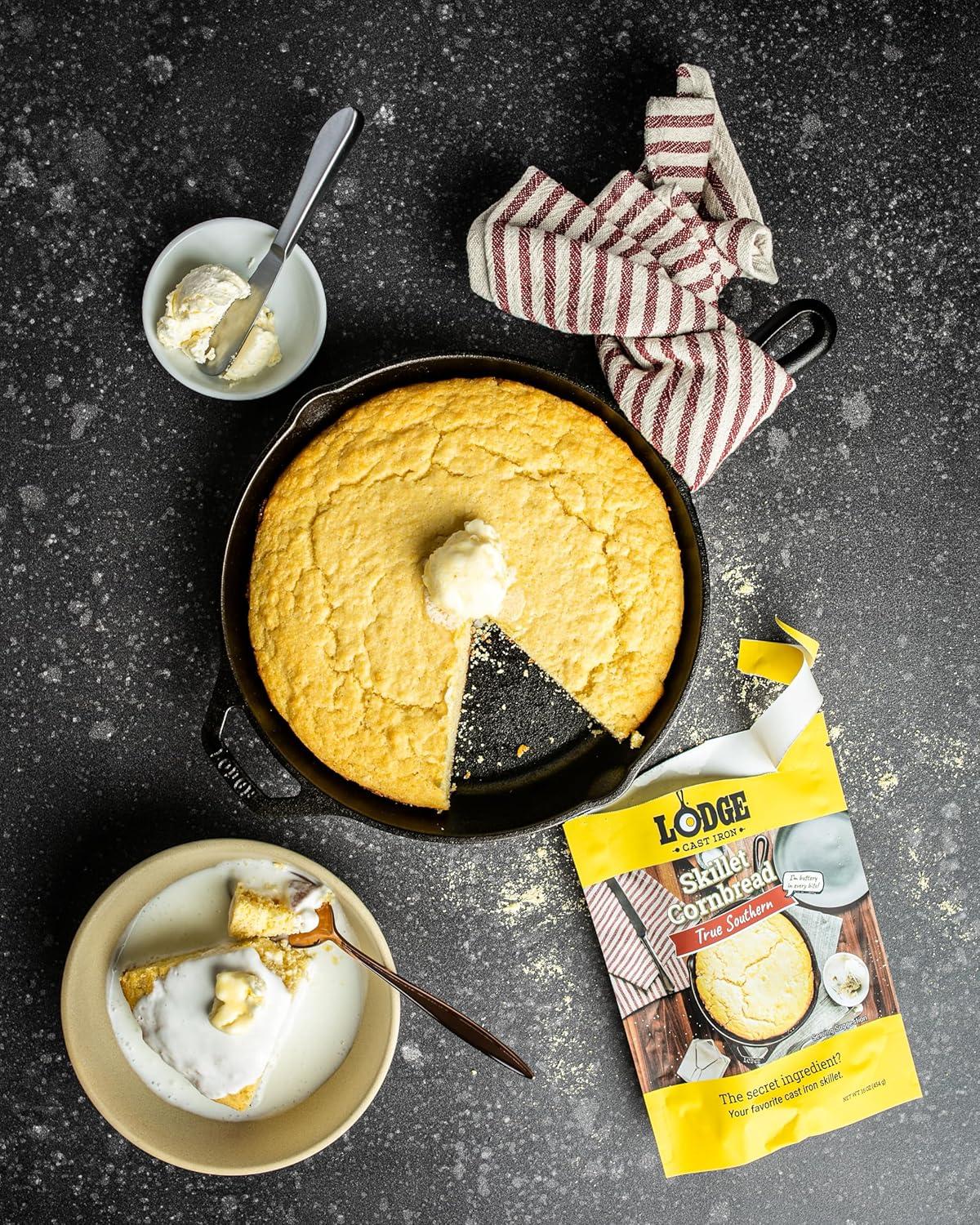 imageLodge Cast Iron Skillet Cornbread Easy to Bake 174 oz 4 Pack True Southern