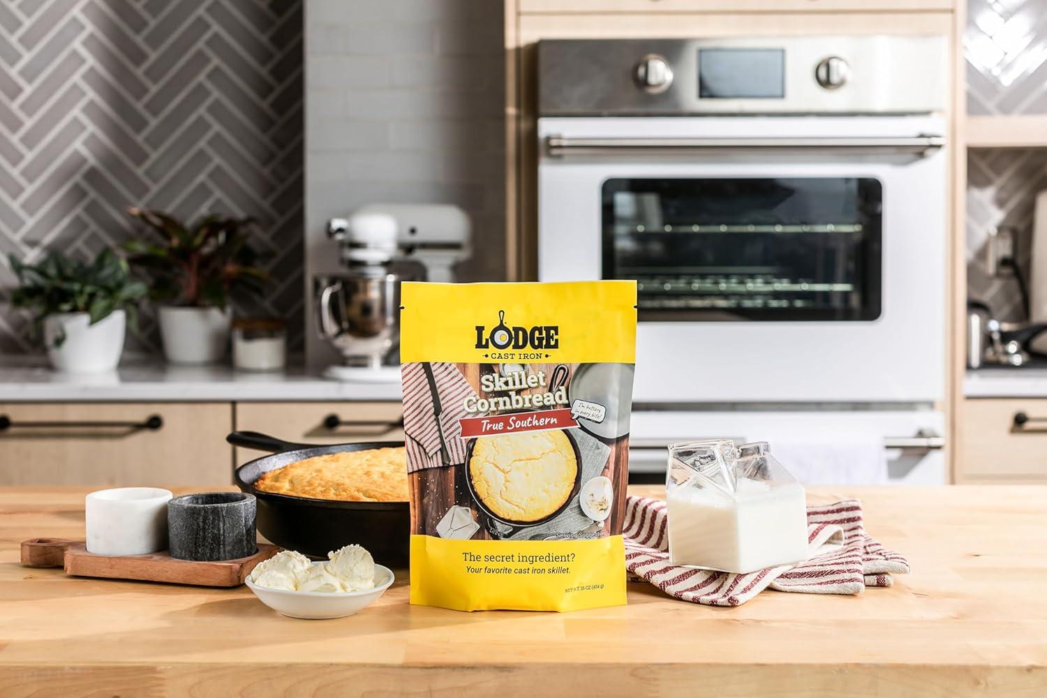 imageLodge Cast Iron Skillet Cornbread Easy to Bake 174 oz 4 Pack True Southern