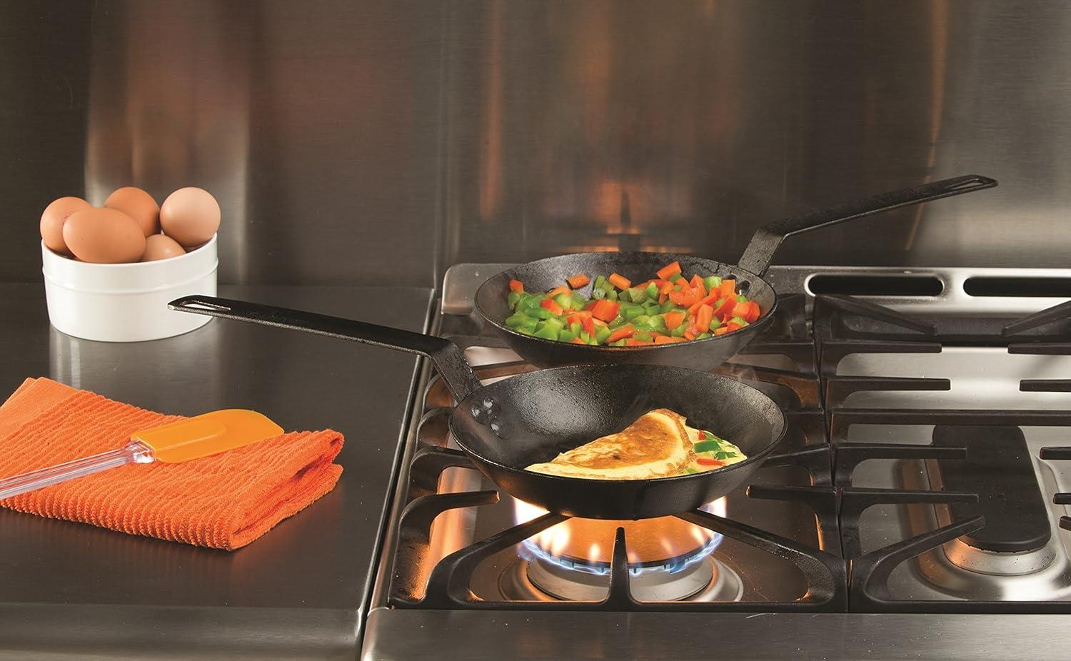 imageLodge PreSeasoned Carbon Steel Skillet Use in the Oven on the Stove on the Grill or Over a Campfire 10 Inch8 Inch