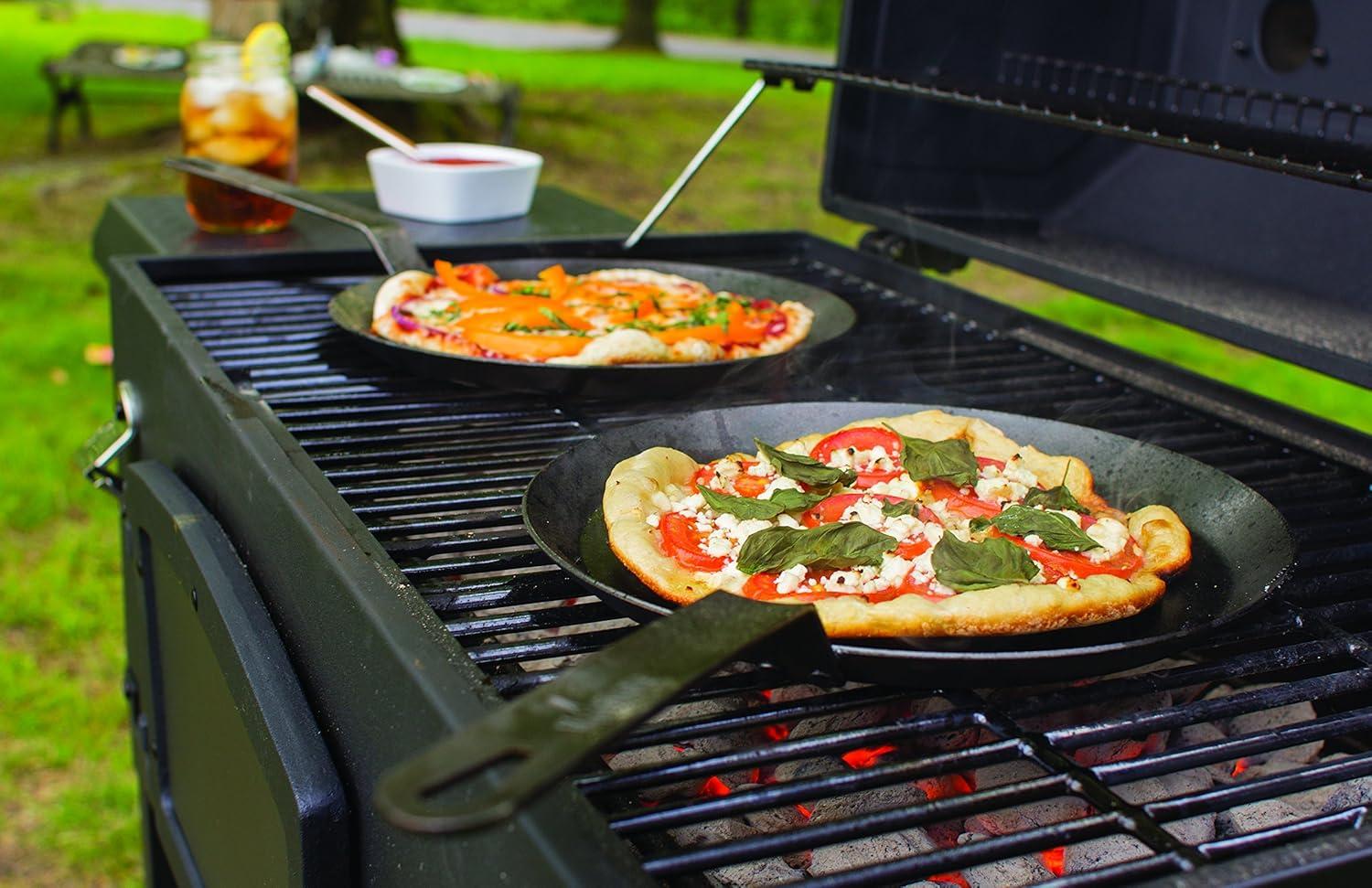 imageLodge PreSeasoned Carbon Steel Skillet Use in the Oven on the Stove on the Grill or Over a Campfire 10 Inch8 Inch