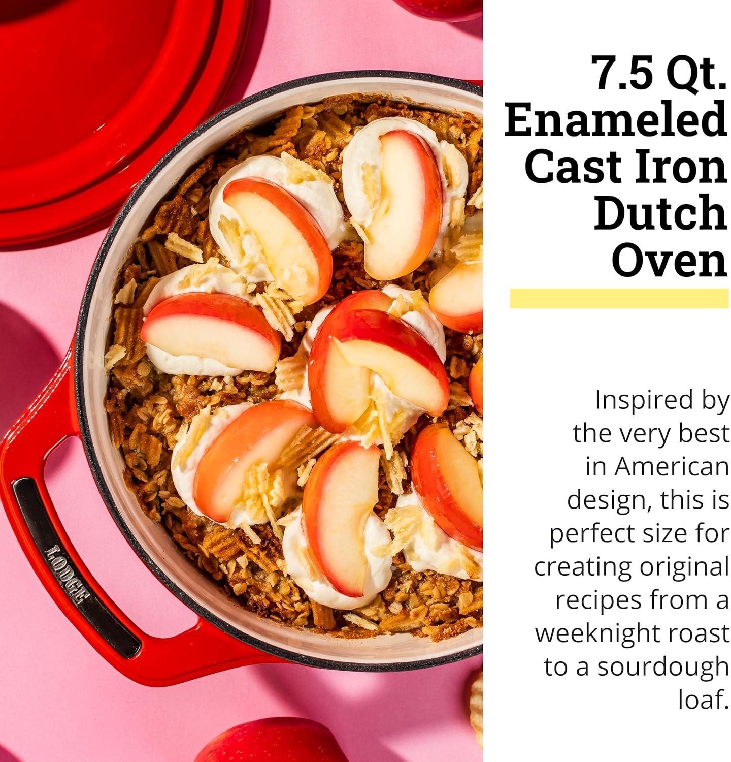 imageLodge USA Enamel Dutch Oven 75 qt MoonstruckRed