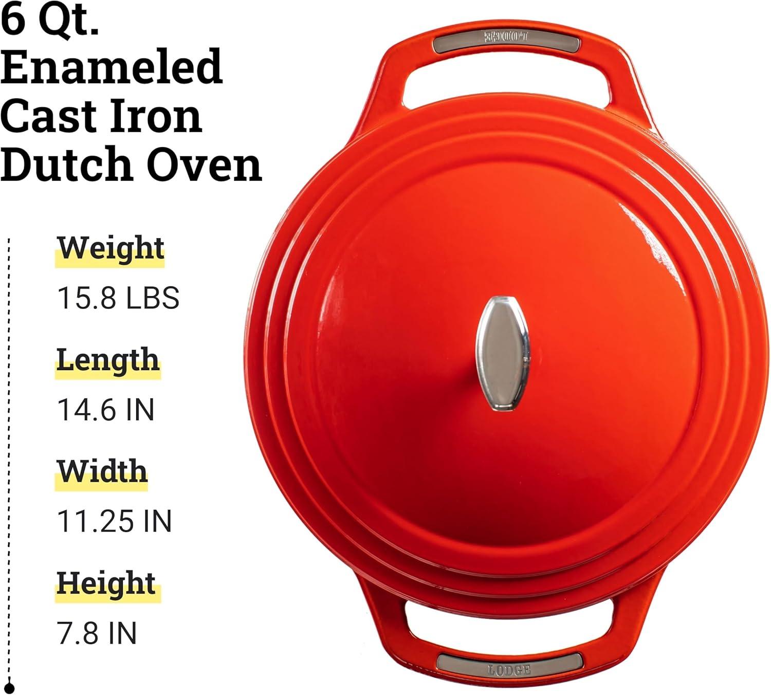 imageLodge USA Enamel Dutch Oven 75 qt MoonstruckRed