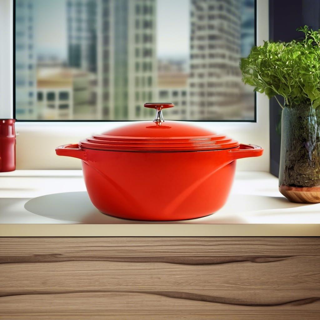 imageLodge USA Enamel Dutch Oven 75 qt MoonstruckRed