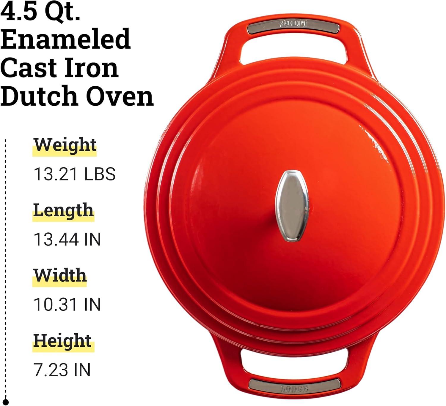 imageLodge USA Enamel Dutch Oven 75 qt MoonstruckRed