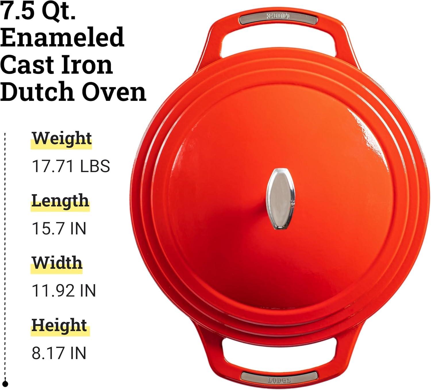 imageLodge USA Enamel Dutch Oven 75 qt MoonstruckRed