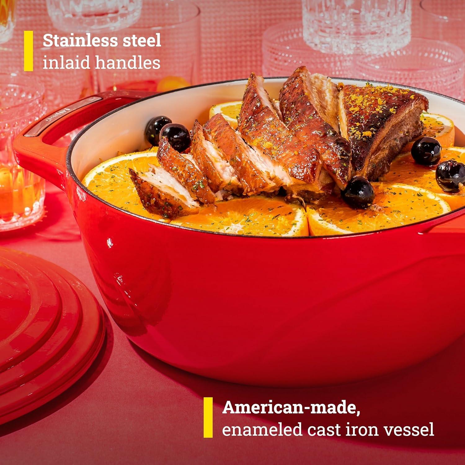 imageLodge USA Enamel Dutch Oven 75 qt MoonstruckRed