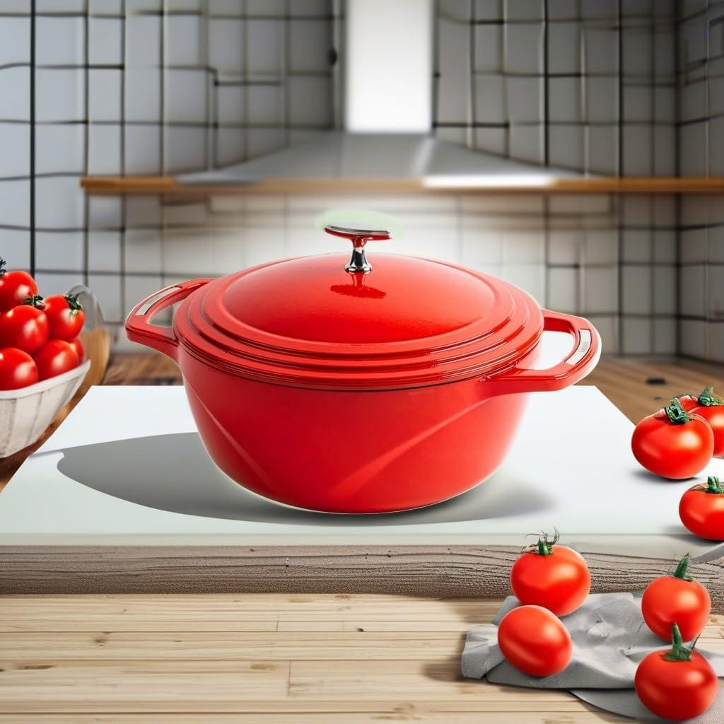 imageLodge USA Enamel Dutch Oven 75 qt MoonstruckRed