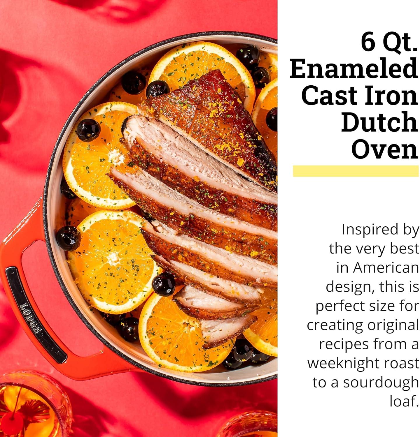 imageLodge USA Enamel Dutch Oven 75 qt MoonstruckRed