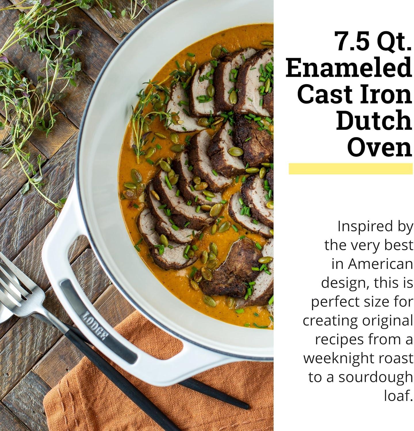 imageLodge USA Enamel Dutch Oven 75 qt MoonstruckWhite