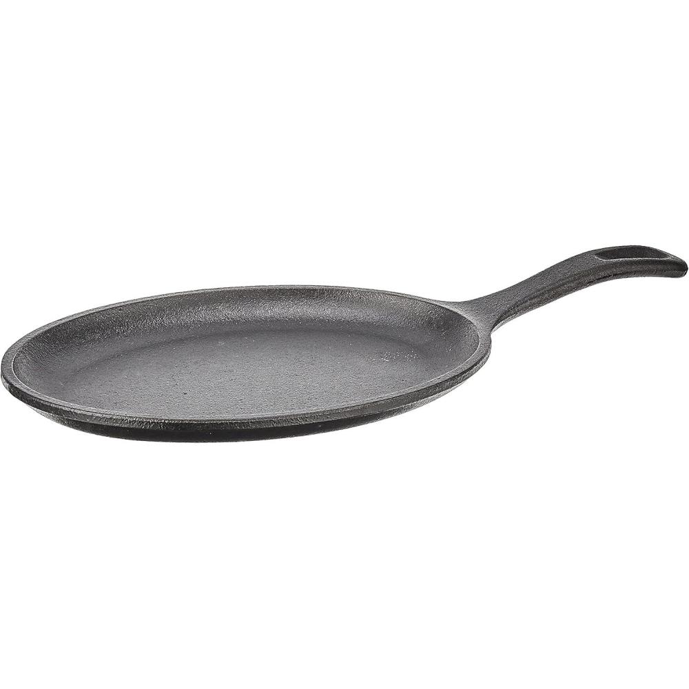 imageLodge 10 x 75 Inch Cast Iron Oval Serving Griddle  Cast Iron Fajita Pan with Signature Teardrop Handle  Fajita Skillet for Use in the Oven on the Stove or on the Grill or Over a Campfire  Black10 x 75 Inch
