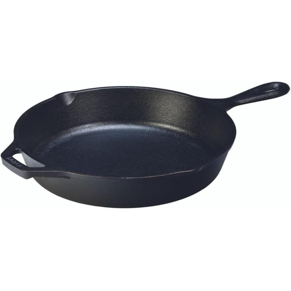 imageLodge 1025 Inch Cast Iron Skillet  PreSeasoned Frying Pan with Teardrop Handle  Oven Stovetop Grill ampamp Campfire Use  Made in USA  Durable NonToxic EvenHeating Cookware  Black12 Inch