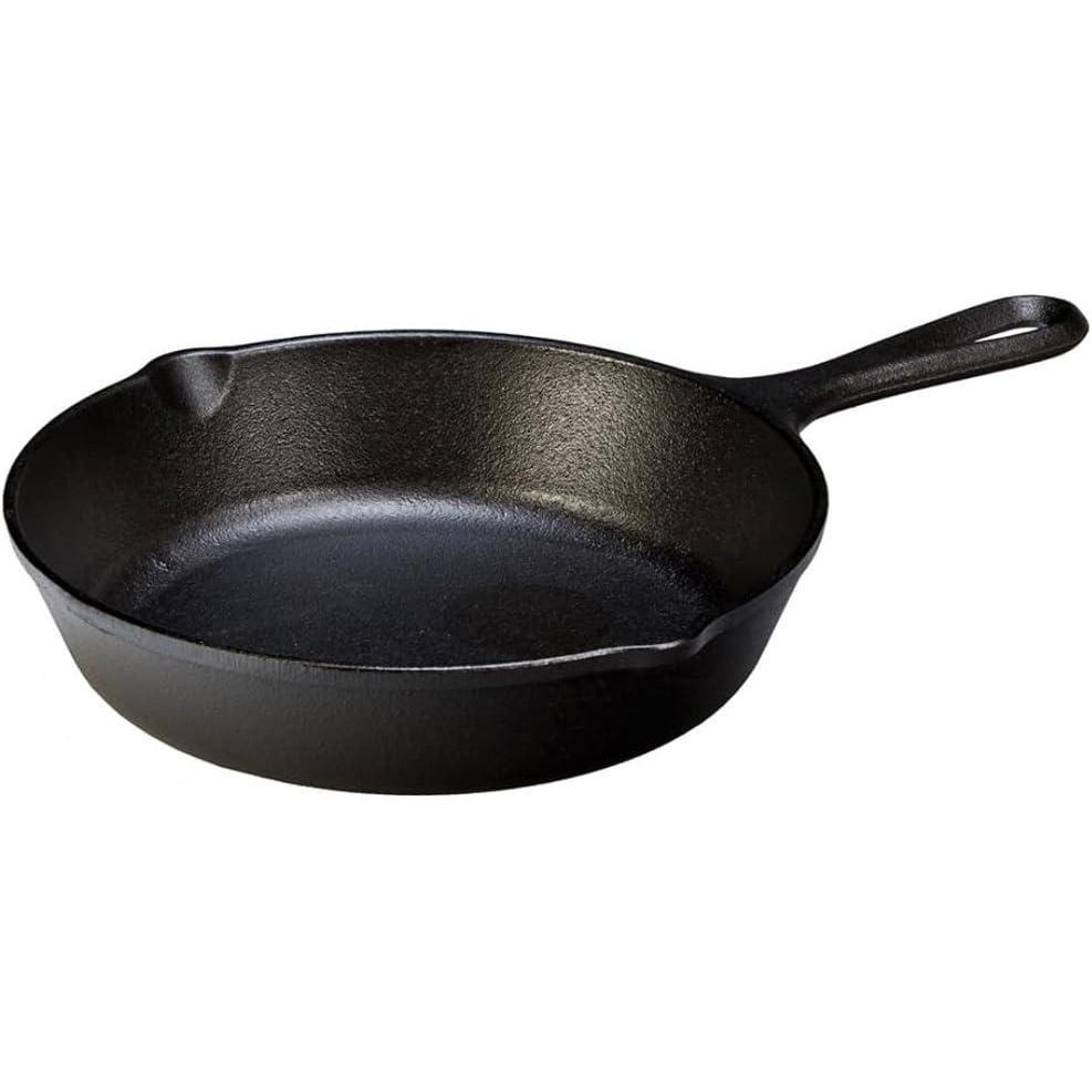 imageLodge 1025 Inch Cast Iron Skillet  PreSeasoned Frying Pan with Teardrop Handle  Oven Stovetop Grill ampamp Campfire Use  Made in USA  Durable NonToxic EvenHeating Cookware  Black8 Inch