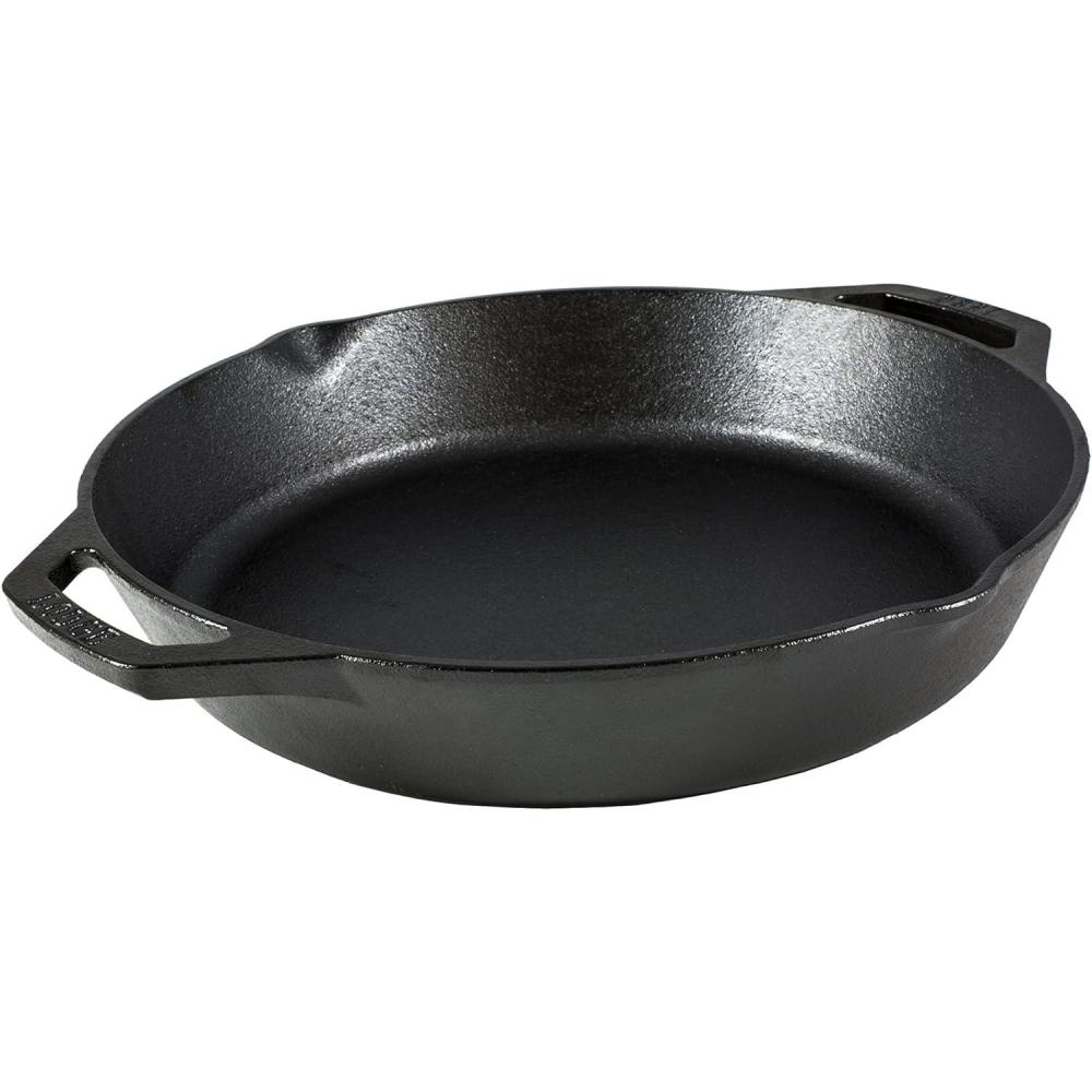 imageLodge 12 Inch PreSeasoned Cast Iron Skillet  Dual Assist Handles  Use in the Oven on the Stove on the Grill or Over a Campfire  Black12 Inch