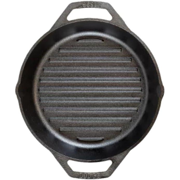 imageLodge 12quot Cast Iron Dual Handle Grill Pan Black1025 Inch
