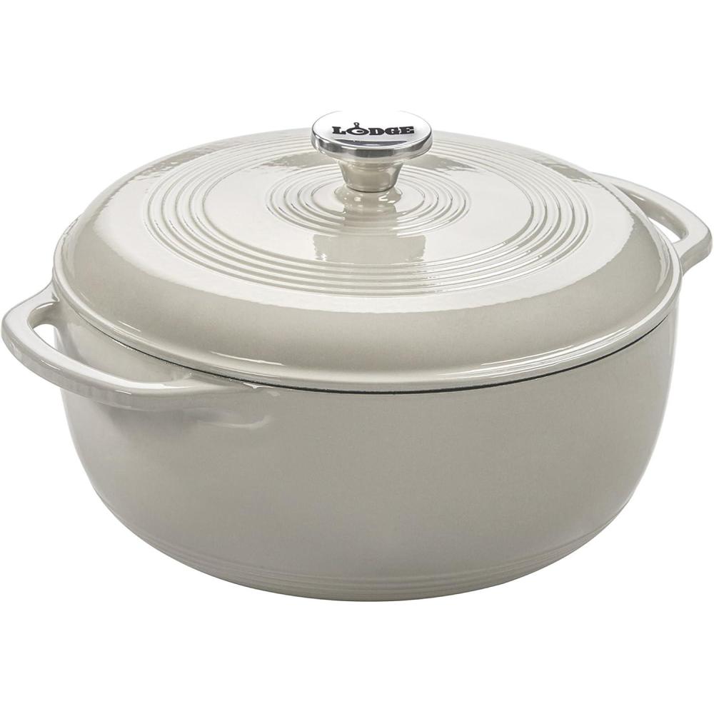 imageLodge 3 Quart Enameled Cast Iron Dutch Oven with Lid Dual Handles Oven Safe up to 500 F or on Stovetop Use to Marinate Cook Bake Refrigerate and Serve Caribbean BlueOyster