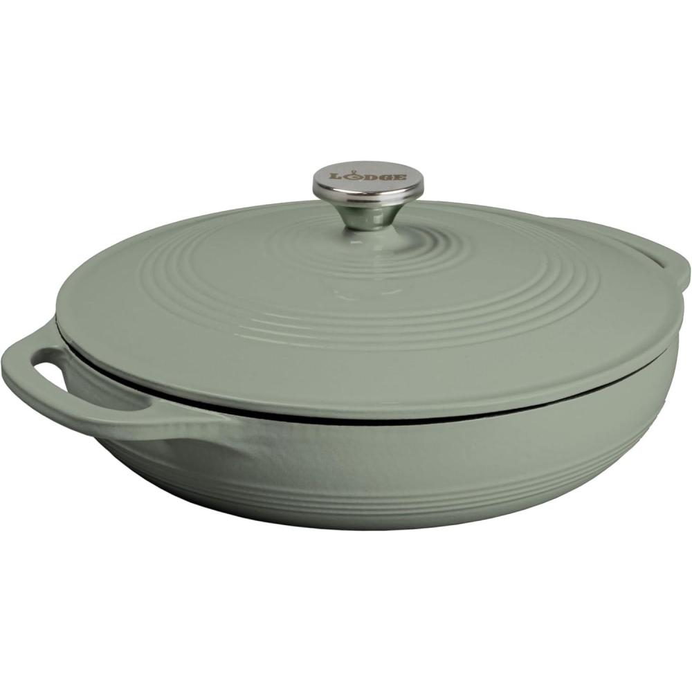 imageLodge 36 Quart Enameled Cast Iron Oval Casserole With Lid Dual Handles Oven Safe up to 500 F or on Stovetop Use to Marinate Cook Bake Refrigerate and Serve Island Spice RedDesert Sage