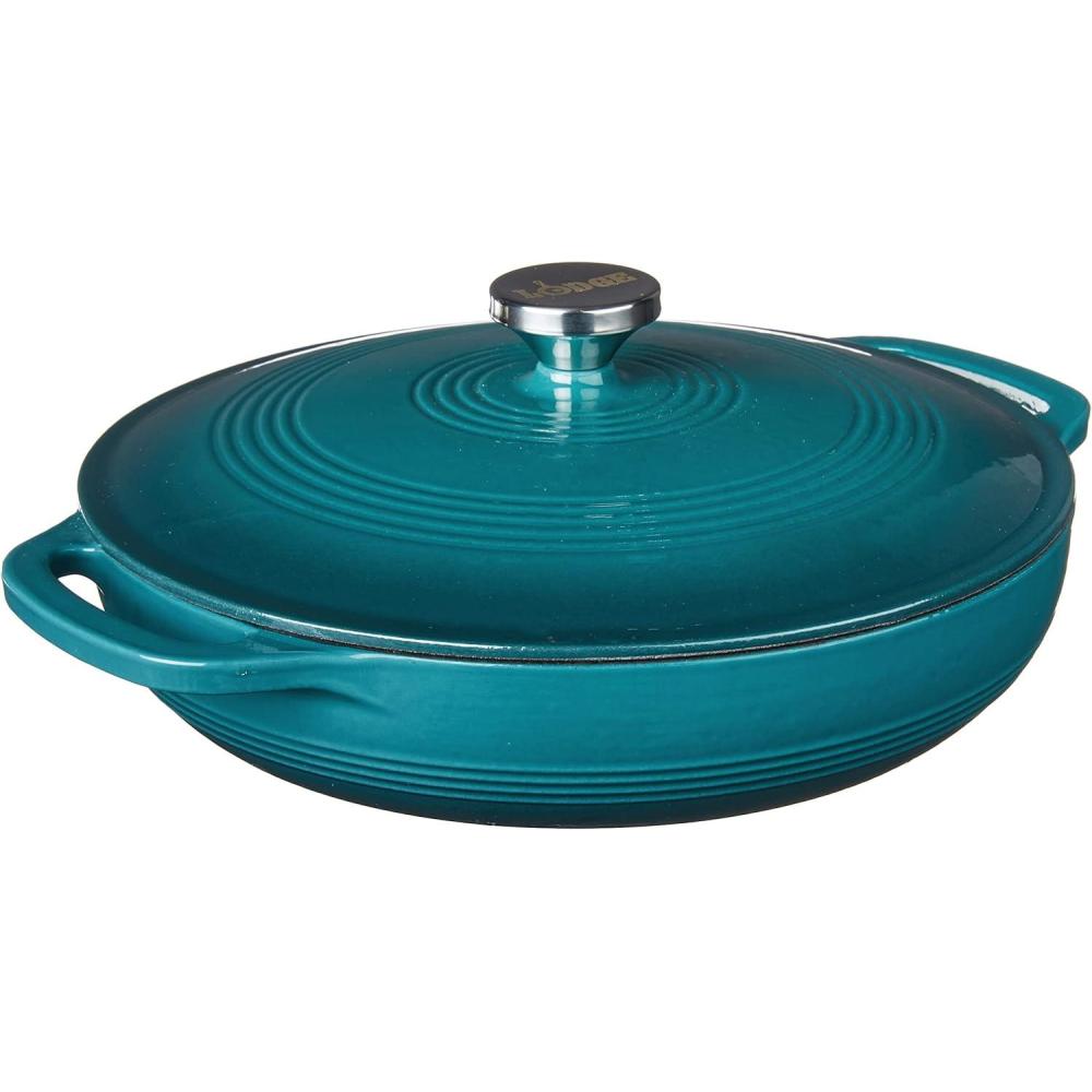 imageLodge 36 Quart Enameled Cast Iron Oval Casserole With Lid Dual Handles Oven Safe up to 500 F or on Stovetop Use to Marinate Cook Bake Refrigerate and Serve Island Spice RedLagoon Gradated