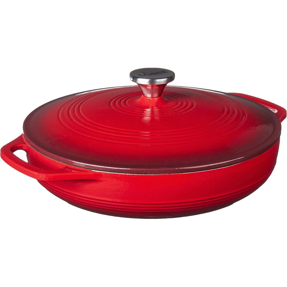 imageLodge 36 Quart Enameled Cast Iron Oval Casserole With Lid Dual Handles Oven Safe up to 500 F or on Stovetop Use to Marinate Cook Bake Refrigerate and Serve Island Spice RedIsland Spice Red