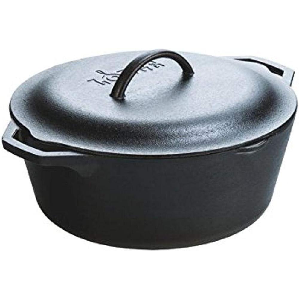 imageLodge 7Quart Cast Iron Dutch Oven  Made in USA PreSeasoned PFASFree ampamp NonToxic HeatTreated Induction Compatible SelfBasting Lid Durable MultiUse Cooking Pot for Oven to Table7 Quart