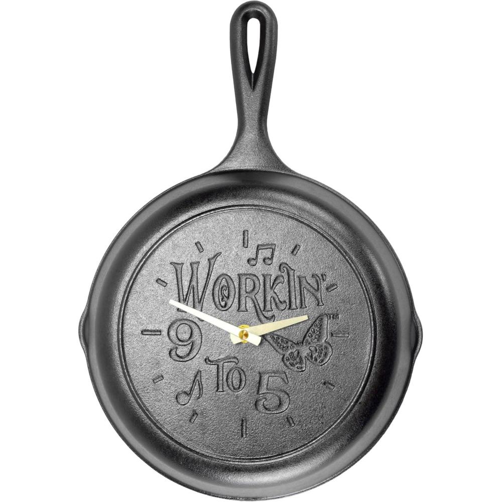imageLodge 9 inch Skillet Clock Inspired by Dolly Parton hit Song 9 to 5quot  for Decorative Use Only  Hand Wash Collectors Piece 1 AA Battery Required not Included