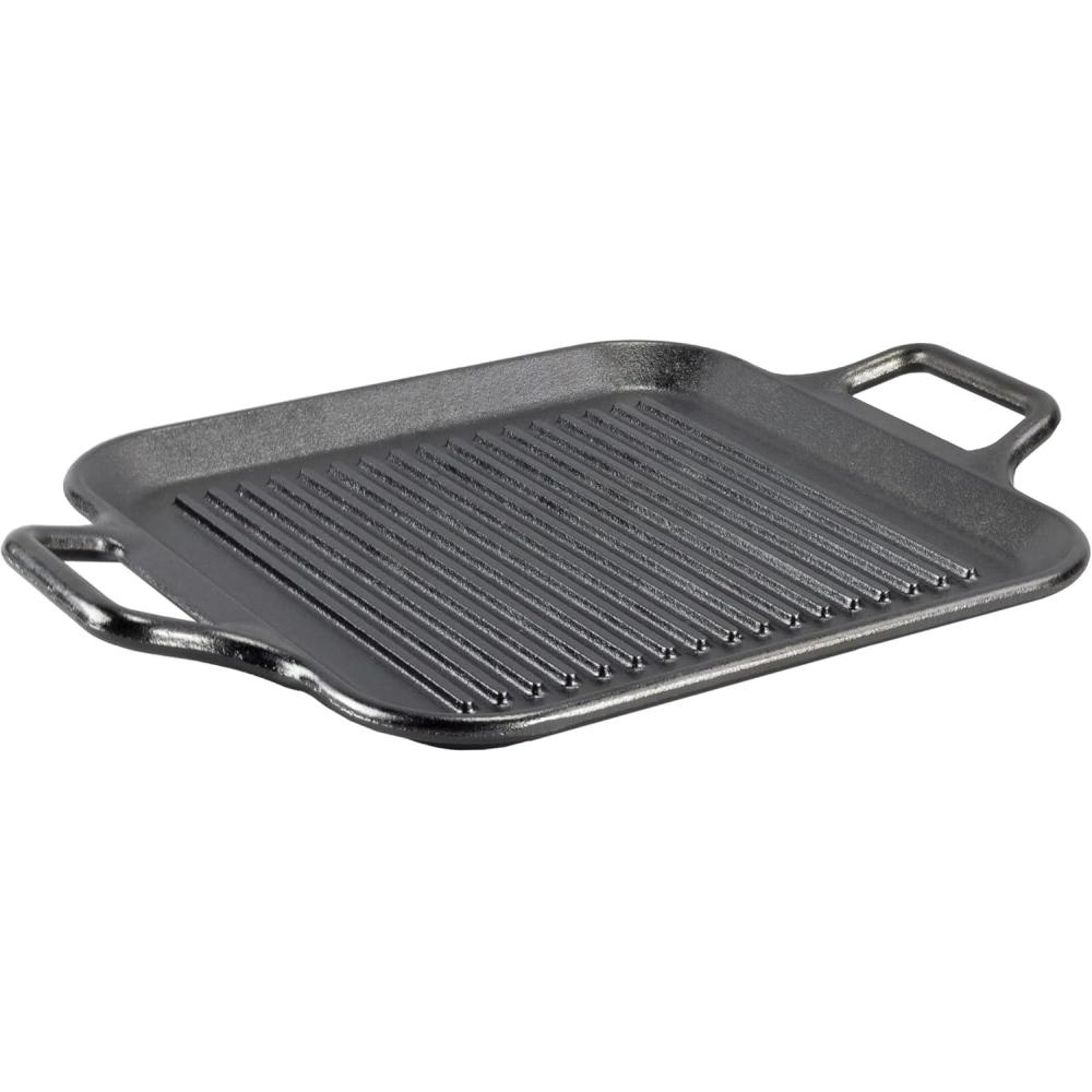 imageLodge BOLD 12 Inch Seasoned Cast Iron Griddle DesignForward CookwareGrill Pan w Loop Handles