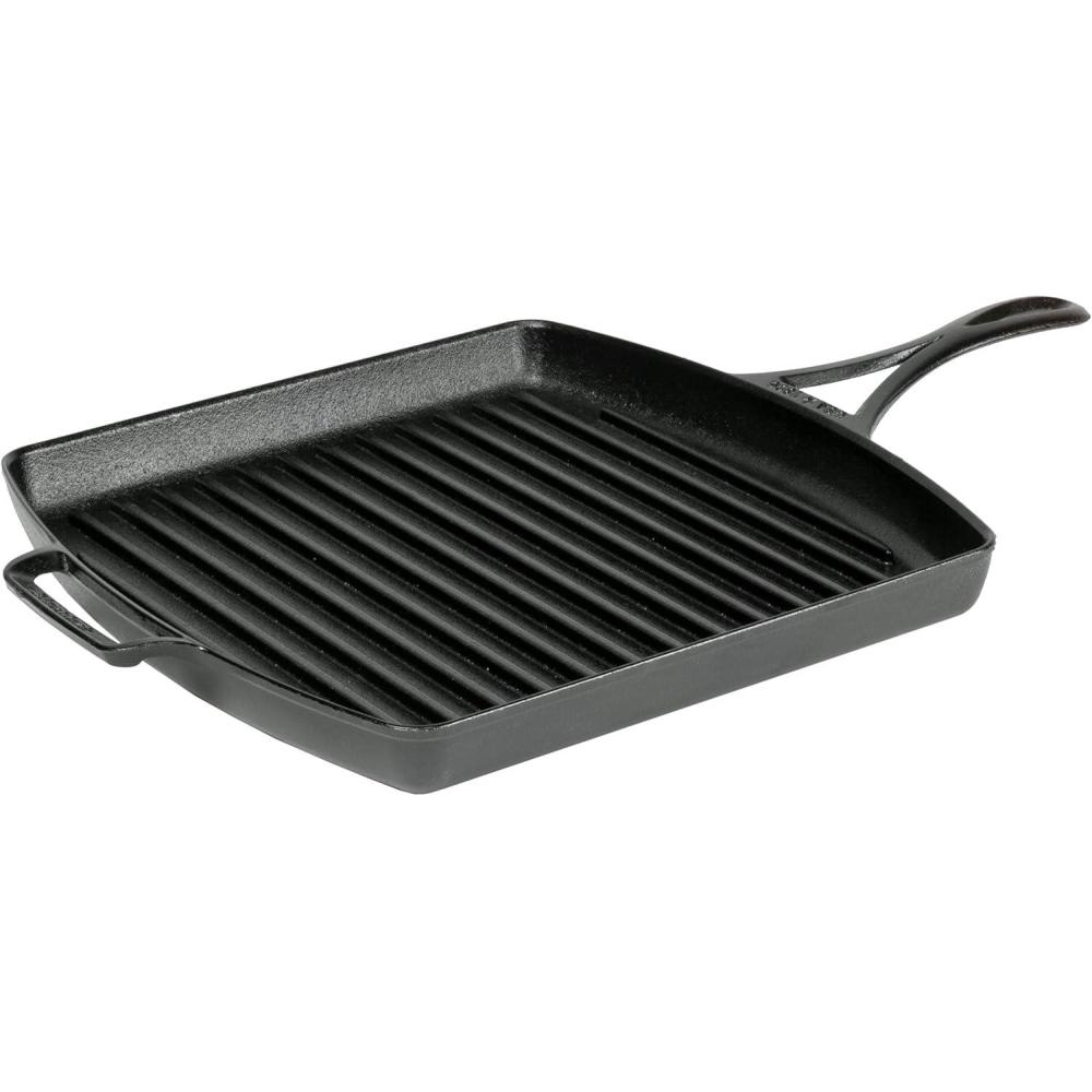 imageLodge Blacklock 12 Inch Triple Seasoned Cast Iron Grill Pan  Lightweight Design  Natural Non Stick Pans  Cast Iron Square Grill Pan  Lasts 100 Years