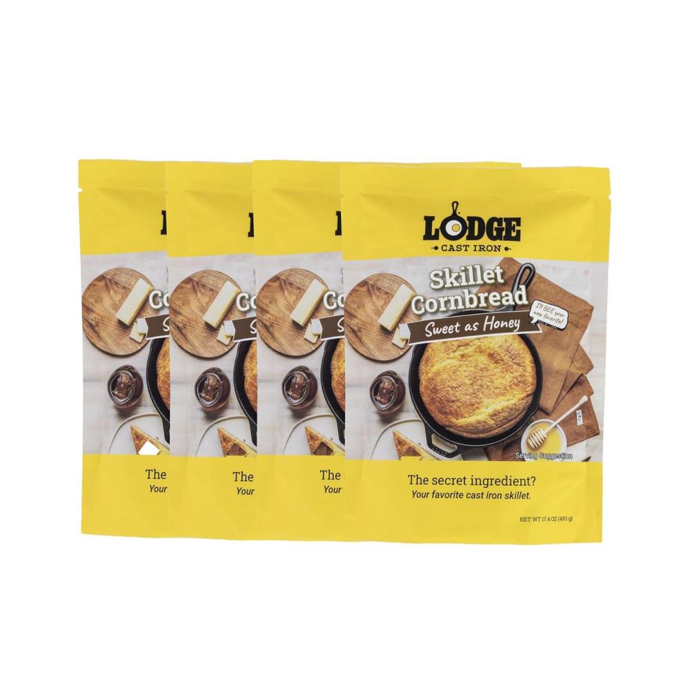 imageLodge Cast Iron Skillet Cornbread Easy to Bake 174 oz 4 Pack Sweet As Honey